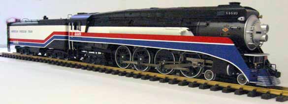 MTH offered a G Scale GS-4 in American Freedom Train colors. The 